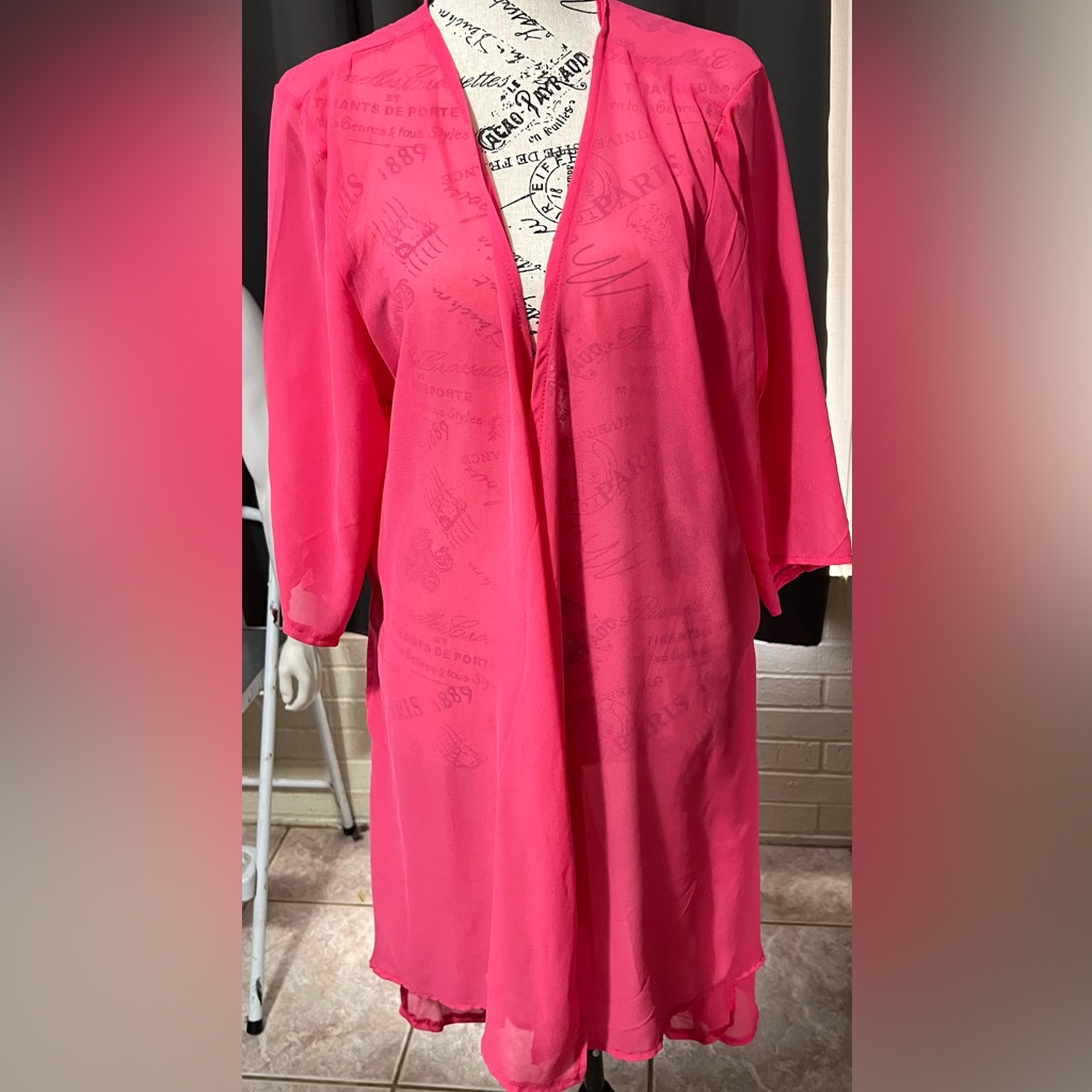 Bright Pink Sheer Long Kimono